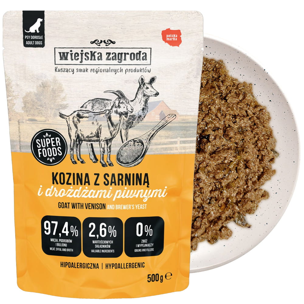 Wiejska Zagroda Karma mokra dla psa Kozina z sarniną (dorosły) 3x500g